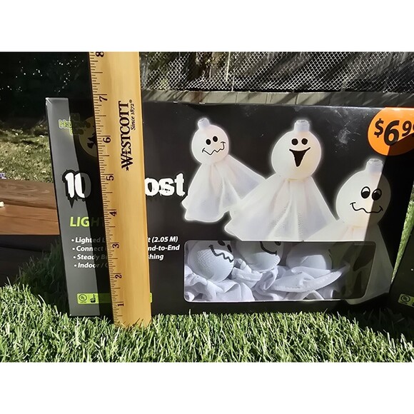 Lot Of 2 Sets All Hallow's Eve 10 White Ghost String Light Set Plug In NIB Rare - Picture 8 of 9